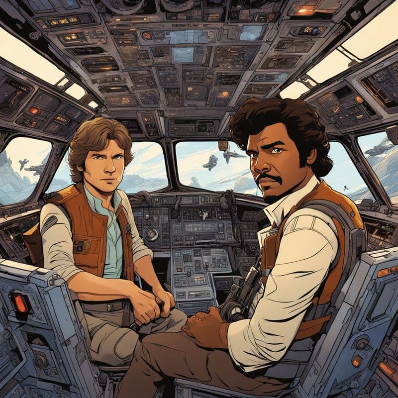 Han Solo and Lando for short story, A Galactic Comedy 