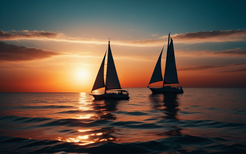 Sailboat against a setting sun. AI generated image using fast SDXL (google instance on Huggingface)