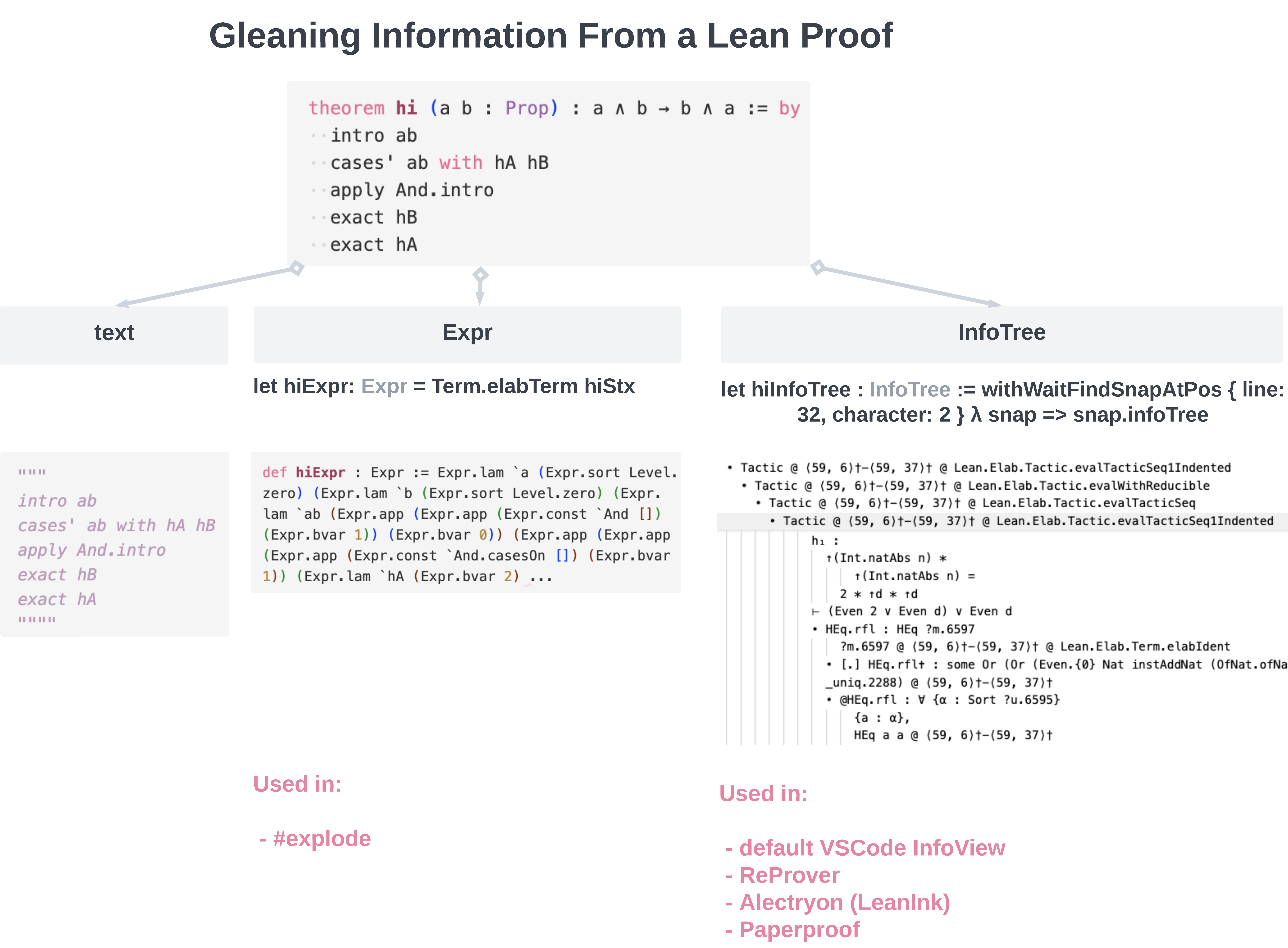 Gleaning Information from a Lean Proof: text, Expr, InfoTree